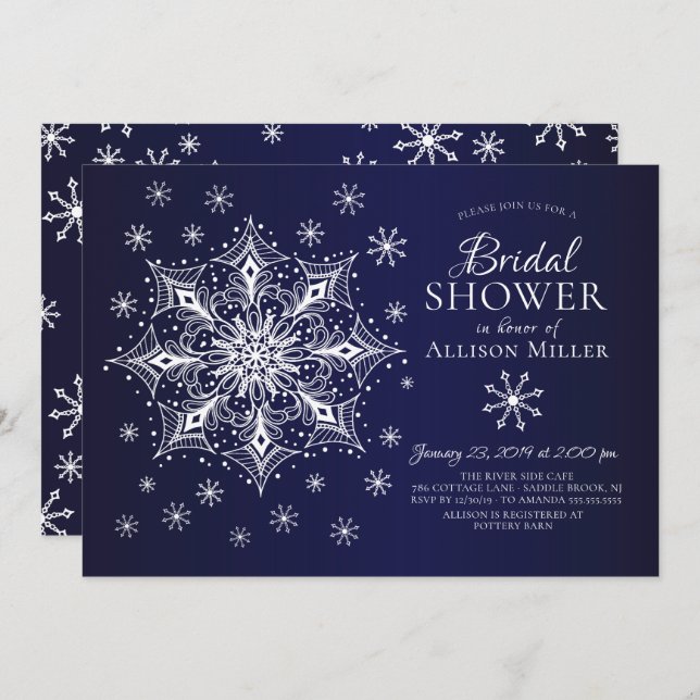 Snowflake Winter Bridal Shower Invitation (Front/Back)