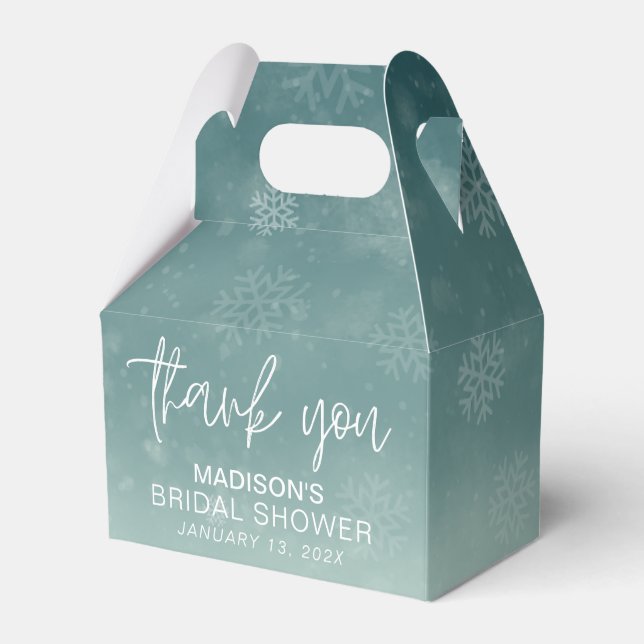 Snowflake Winter Bridal Shower Thank You Favor Boxes (Front Side)