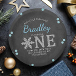 Snowflake Winter Chalkboard 1st Birthday Paper Plates<br><div class="desc">Celebrate in style with these fun and modern 1st birthday party paper plates. The design is easy to personalize with your own wording and your family and friends will be thrilled when they see these fabulous paper plates. Matching party items can be found in the collection.</div>