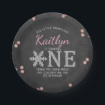Snowflake Winter Chalkboard 1st Birthday Paper Plates<br><div class="desc">Celebrate in style with these fun and modern 1st birthday party paper plates. The design is easy to personalize with your own wording and your family and friends will be thrilled when they see these fabulous paper plates. Matching party items can be found in the collection.</div>