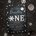 Snowflake Winter Chalkboard 1st Birthday Real Foil Invitation<br><div class="desc">Celebrate in style with these sweet and very trendy real foil pressed 1st birthday invitations. This design is easy to personalize with your special event wording and your guests will be thrilled when they receive these fabulous invites.</div>