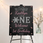 Snowflake Winter Chalkboard 1st Birthday Welcome Foam Board<br><div class="desc">Celebrate in style with this trendy 1st birthday welcome sign. The design is easy to personalize with your own wording and your family and friends will be thrilled when they see this fabulous party sign. Matching party items can be found in the collection.</div>