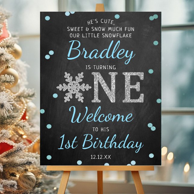 Snowflake Winter Chalkboard 1st Birthday Welcome Foam Board (Creator Uploaded)