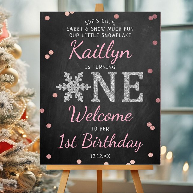 Snowflake Winter Chalkboard 1st Birthday Welcome Foam Board (Creator Uploaded)