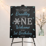 Snowflake Winter Chalkboard 1st Birthday Welcome Foam Board<br><div class="desc">Celebrate in style with this trendy 1st birthday welcome sign. The design is easy to personalize with your own wording and your family and friends will be thrilled when they see this fabulous party sign. Matching party items can be found in the collection.</div>