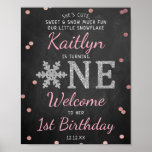 Snowflake Winter Chalkboard 1st Birthday Welcome Poster<br><div class="desc">Celebrate in style with this trendy 1st birthday welcome sign. The design is easy to personalize with your own wording and your family and friends will be thrilled when they see this fabulous party sign. Matching party items can be found in the collection.</div>