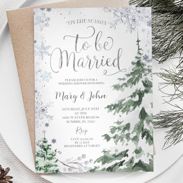 Snowflake Winter Christmas Tree Wedding  Invitation (Creator Uploaded)