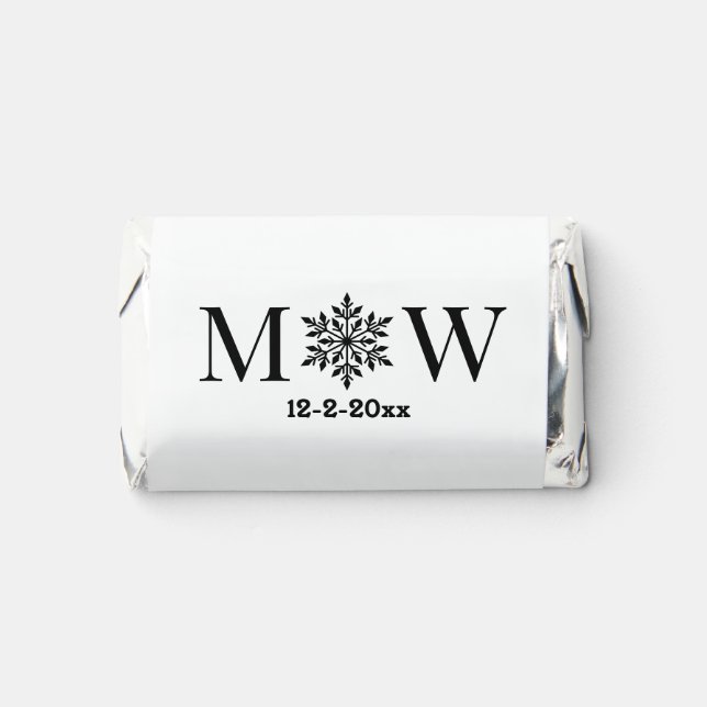Snowflake Winter Couple Wedding 2 Initial Monogram Hershey's Miniatures (Front)