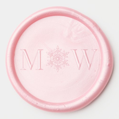 Snowflake Winter Couple Wedding 2 Initial Monogram Wax Seal Sticker