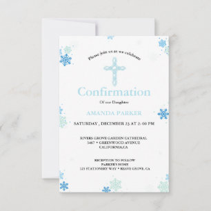 Snowflake Winter Cross Confirmation Invitation