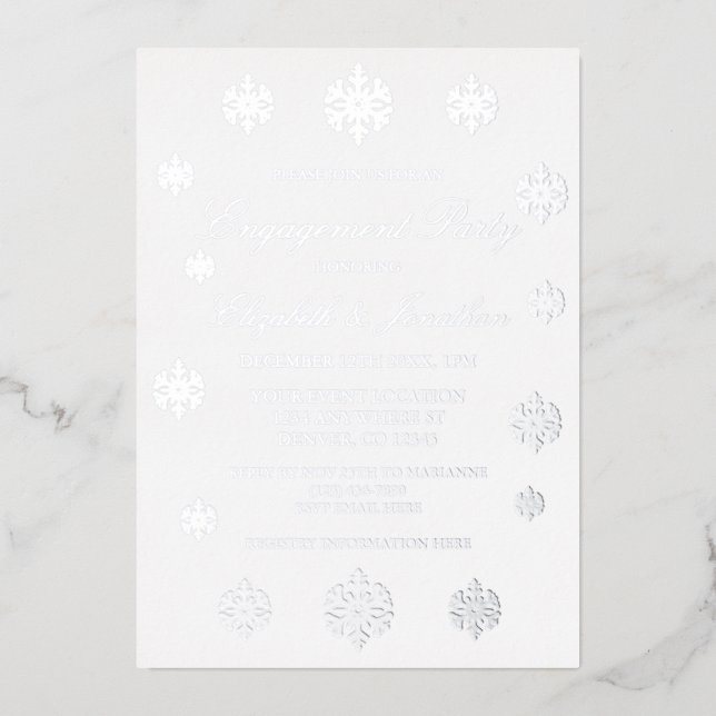 Snowflake Winter Engagement Party Foil Invitation (Front)