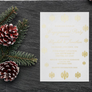 Snowflake Winter Engagement Party Foil Invitation