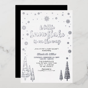 Snowflake Winter Forest Baby Shower Real Foil Foil Invitation