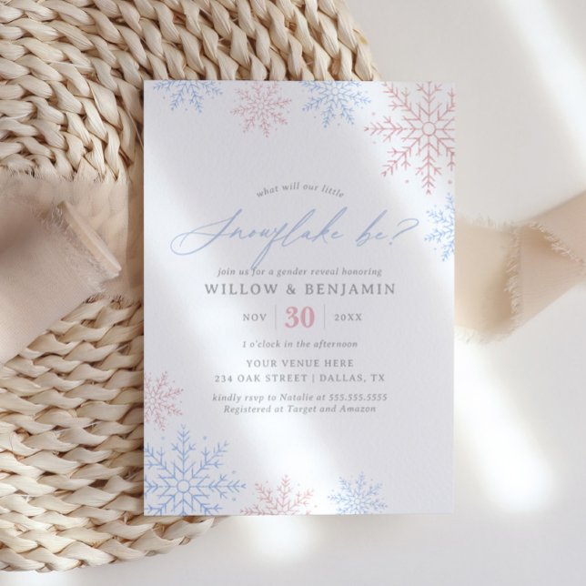 Snowflake Winter Gender Reveal Party Invitation (Creator Uploaded)