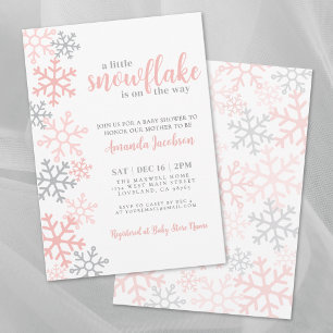 Snowflake Winter Girl Baby Shower Invitation