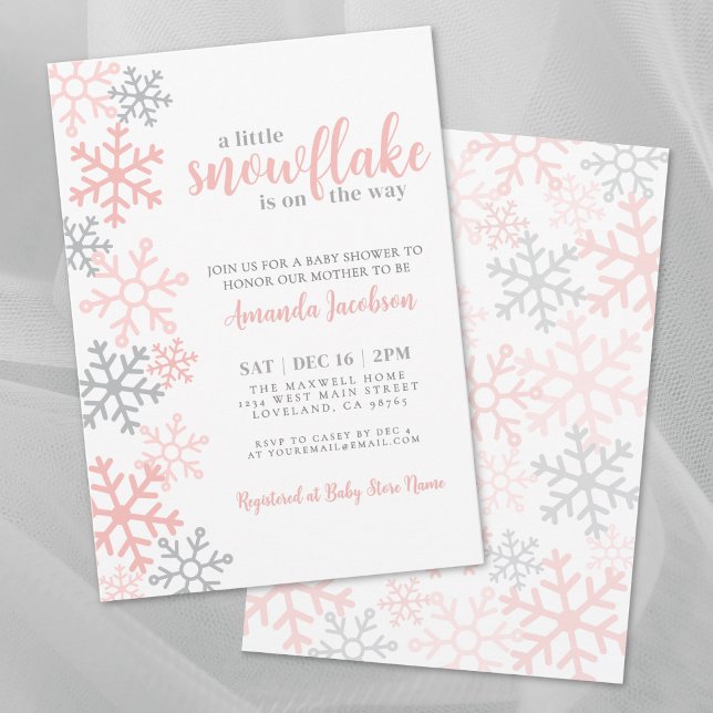 Snowflake Winter Girl Baby Shower Invitation (Snowflake Winter Girl Baby Shower Invitation)