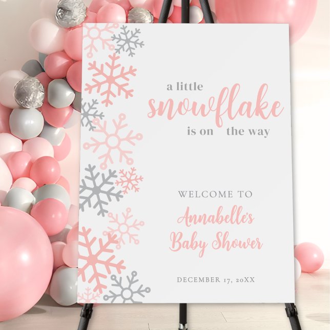 Snowflake Winter Girl Baby Shower Welcome Sign (Snowflake Winter Girl Baby Shower Welcome Sign)