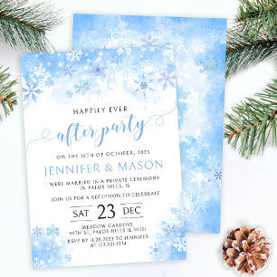 Snowflake winter happily ever after wedding invitation
