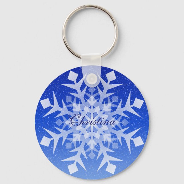 Snowflake Winter Holiday Christmas Keychain (Front)