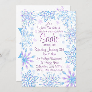 Snowflake Winter One-Derland First Birthday Invitation