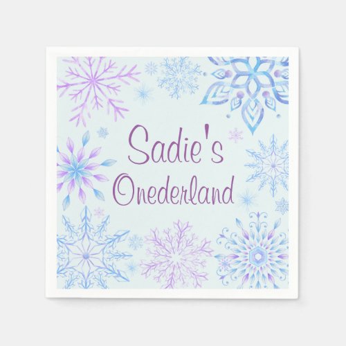 Snowflake Winter One_Derland First Birthday Napkins