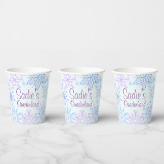 Snowflake Winter One-Derland First Birthday Paper Cups