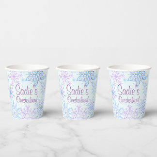 Snowflake Winter One-Derland First Birthday Paper Paper Cups