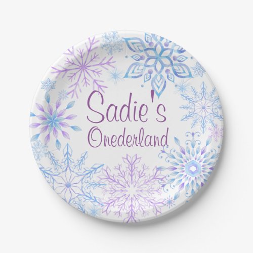 Snowflake Winter One_Derland First Birthday Paper Plates