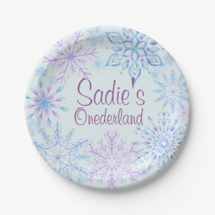 Snowflake Winter One-Derland First Birthday Paper Plates