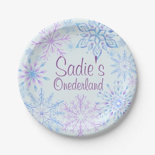 Snowflake Winter One_Derland First Birthday Paper Plates