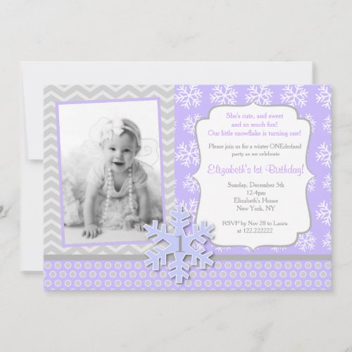Snowflake Winter Onederland Birthday Invitation
