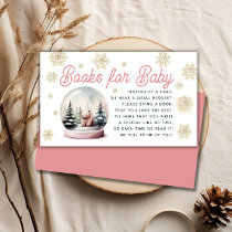 Snowflake Winter Pink Baby Shower Book Request Enclosure Card