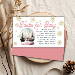 Snowflake Winter Pink Baby Shower Book Request Enclosure Card