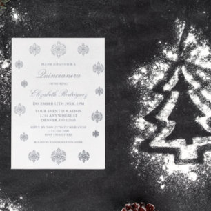 Snowflake Winter Quinceanera Foil Invitation