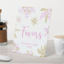 Snowflake Winter Shower Favors Pedestal Sign