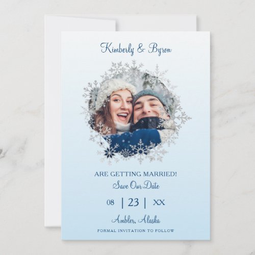 Snowflake Winter Themed for Wedding Romantic Photo Save The Date