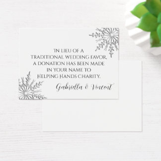 Snowflake Winter Wedding Charity Favor Card