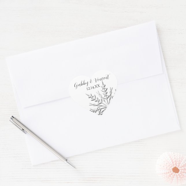 Snowflake Winter Wedding Heart Sticker (Envelope)