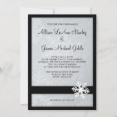 Snowflake Winter Wedding Invitation - Black, White (Front)