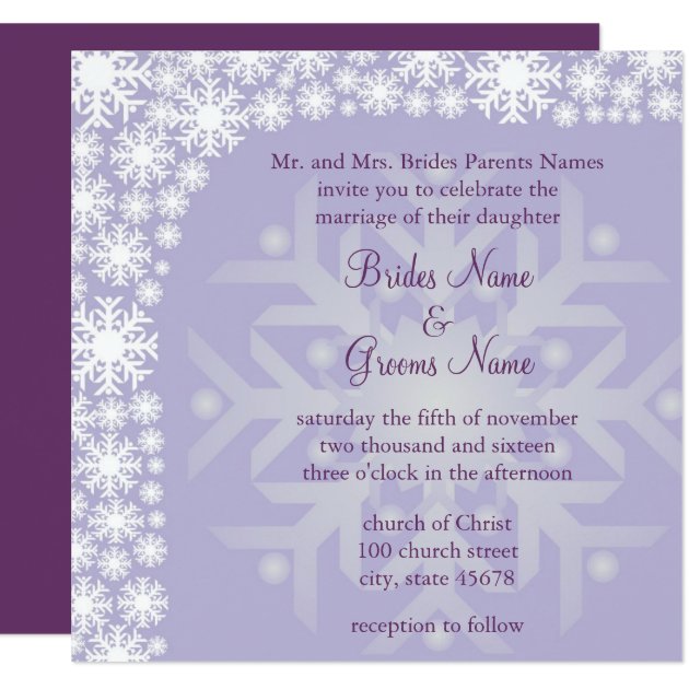 Snowflake Winter Wedding Invitation - Ice Purple