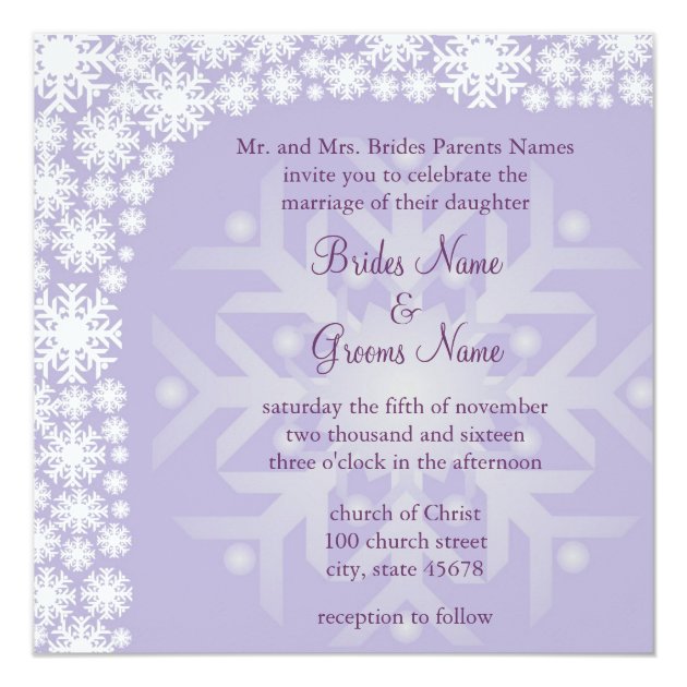 Snowflake Winter Wedding Invitation - Ice Purple
