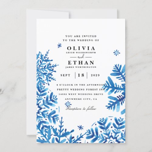 Snowflake winter wedding invitations