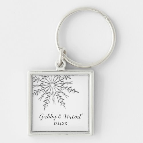 Snowflake Winter Wedding Keychain