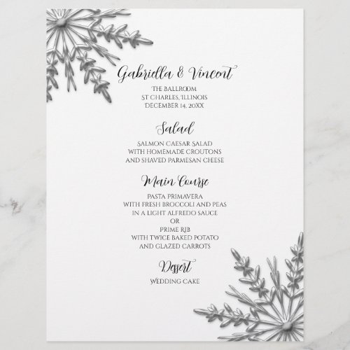 Snowflake Winter Wedding Menu