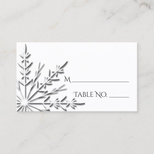 Customizable Snowflake Wedding Place Card Business Card Template