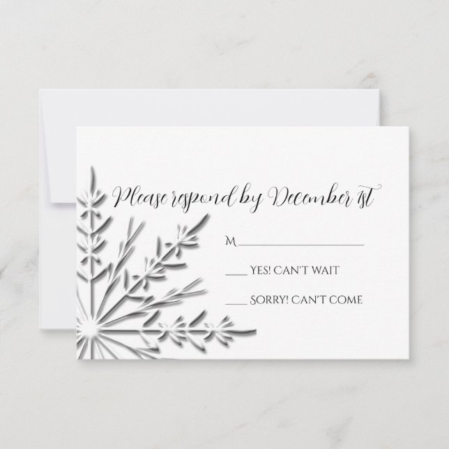 Snowflake Winter Wedding RSVP Response Card (Front)