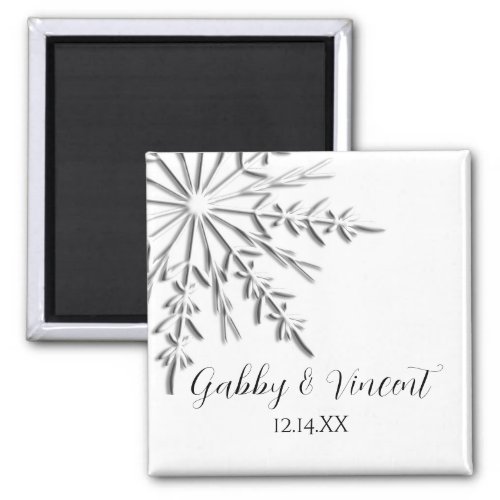 Snowflake Winter Wedding Save the Date Magnet