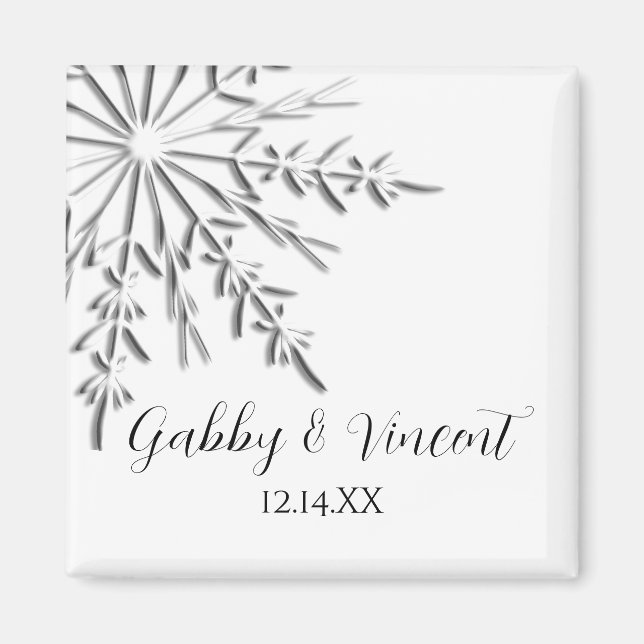 Snowflake Winter Wedding Save the Date Magnet (Front)