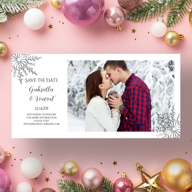 Snowflake Winter Wedding Save the Date Photo Card (Creator Uploaded)