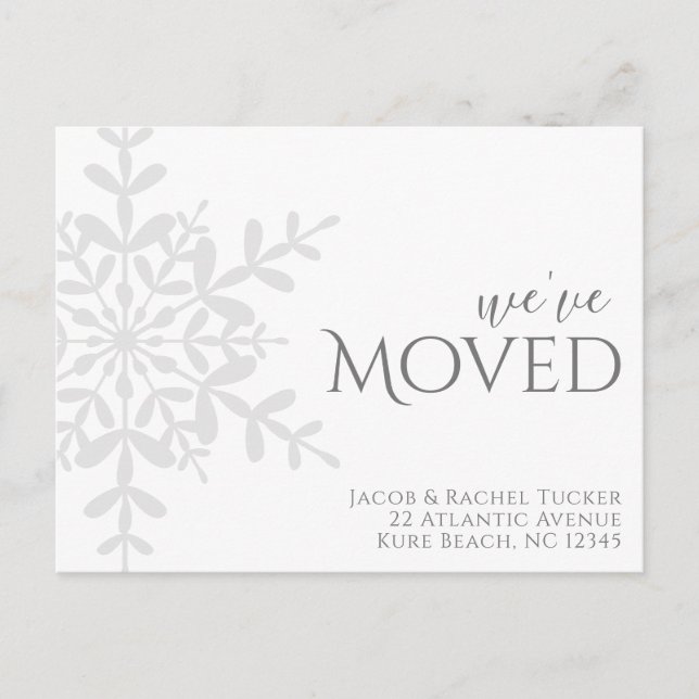 Snowflake Winter We've Moved Moving Announcement Postcard (Front)